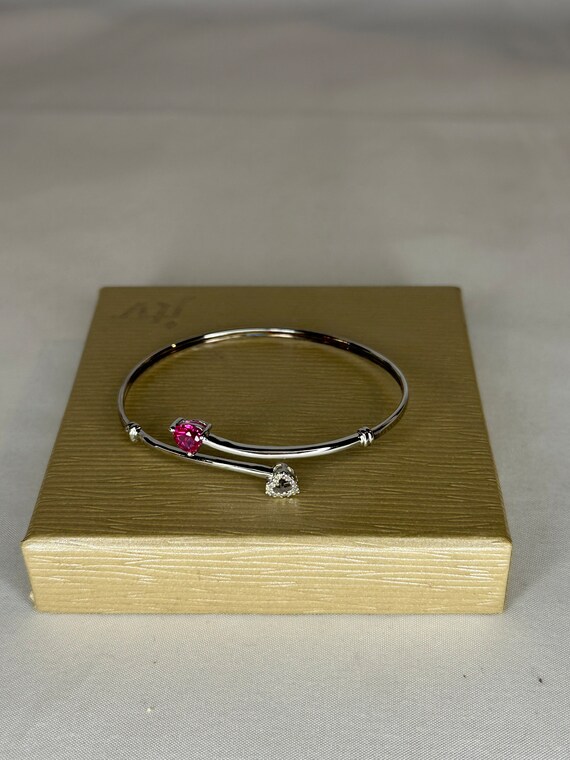 Ruby Simulated CZ flexible Bypass Bracelet 925 St… - image 2