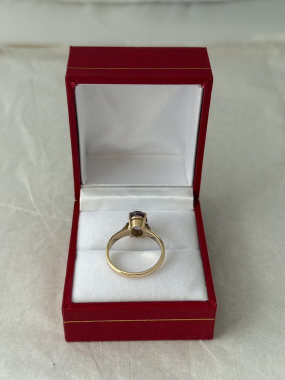 14K Solid Gold Facted Oval Amethyst Ring 2.74 gra… - image 4