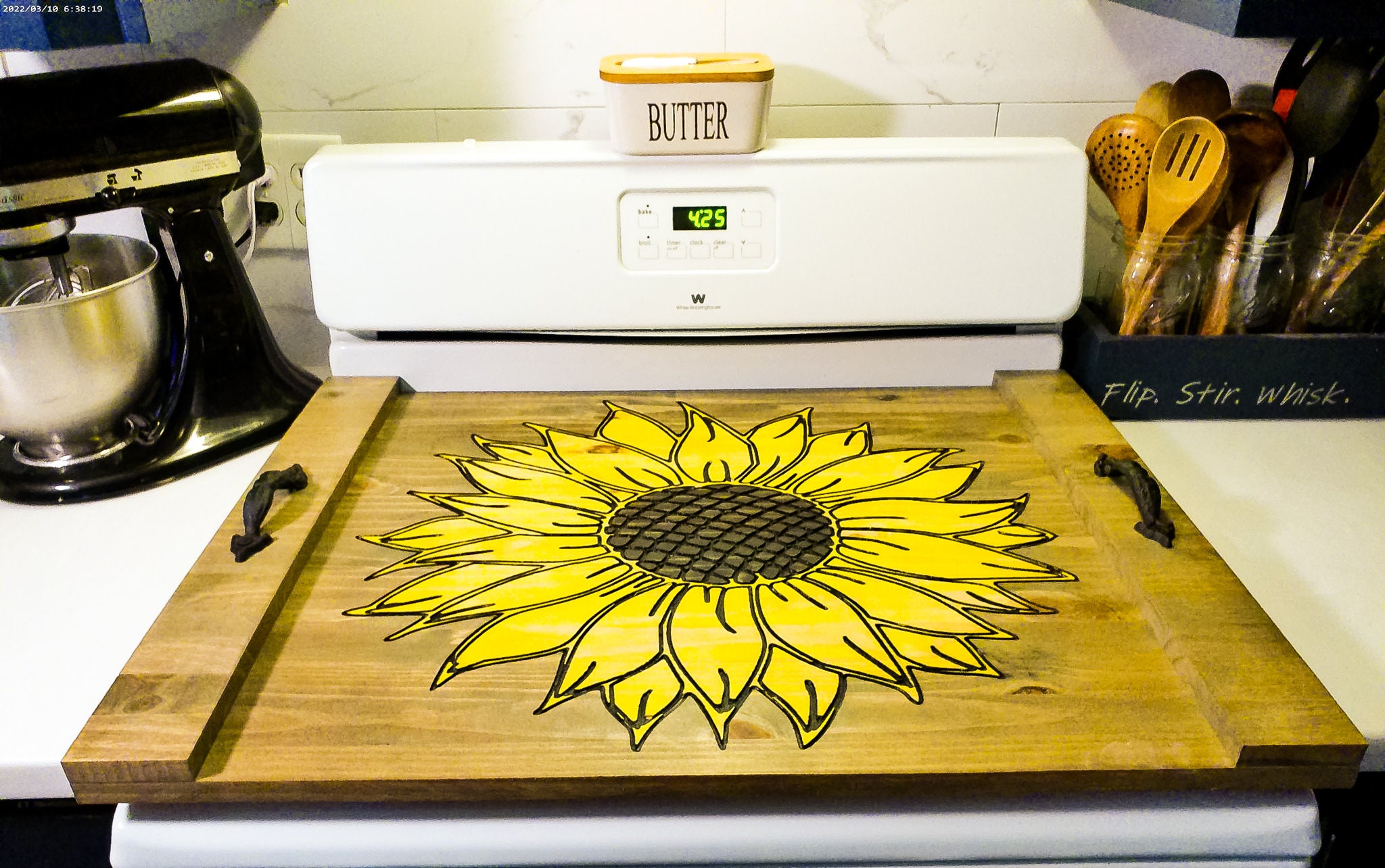 KITCHEN BOARD & Induction Cooktop Cover Sunflower 2 