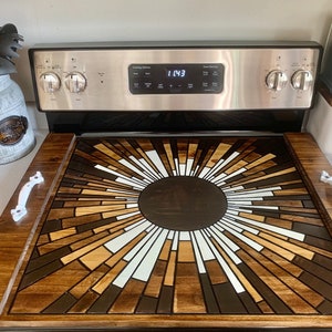 Barn Wood Rustic Sun/Moon Eclipse Star Stove Top Cover Noodle Board Design