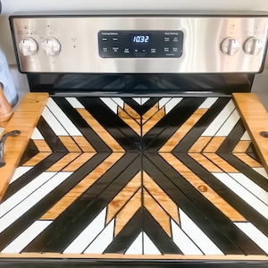 Barn wood Quilt Block Chevron Pattern Stove Top Noodle Board Cover