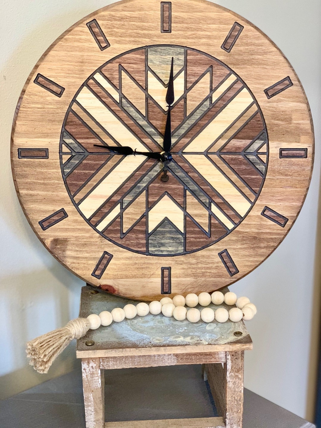 Hand Crafted Wood Quilt Pattern Clocks for Every Crafter or Farm House Home Decor