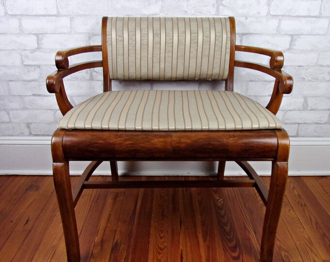Antique French Art Deco Vanity Chair Waterfall Furniture 1930s Vanity Bench Seat LARGE Etsy