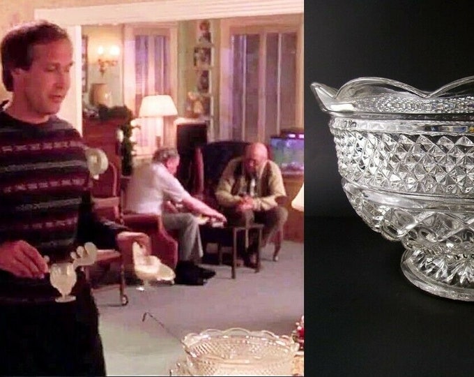 Christmas Vacation Glass Punch Bowl National Lampoons Chevy Chase