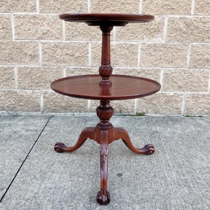 Vintage Side Table MAHOGANY Two Tier Round Dumbwaiter Table 1940s Ball ...