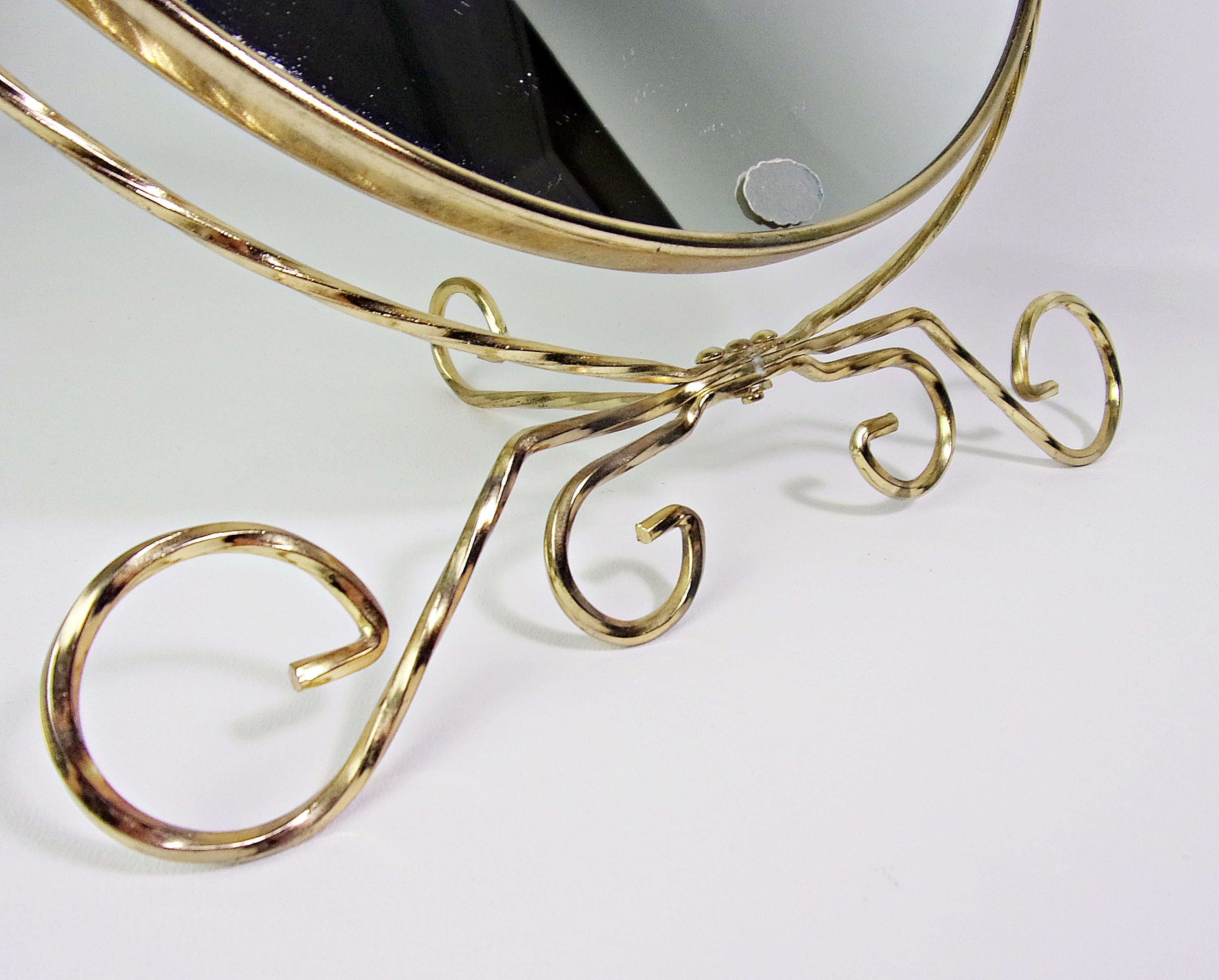 Vintage Vanity Mirror BRASS Scrolling Twist FRENCH Tabletop Etsy