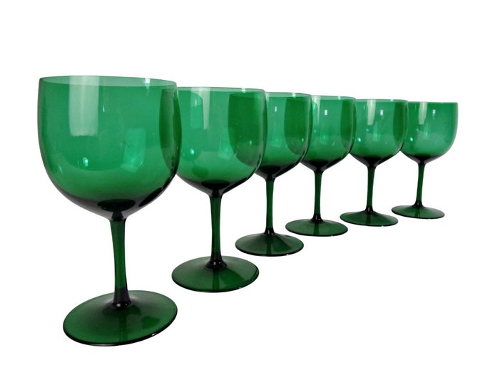 Vintage Wine Glasses Emerald Green CRYSTAL Stemware Set of 6 Etsy