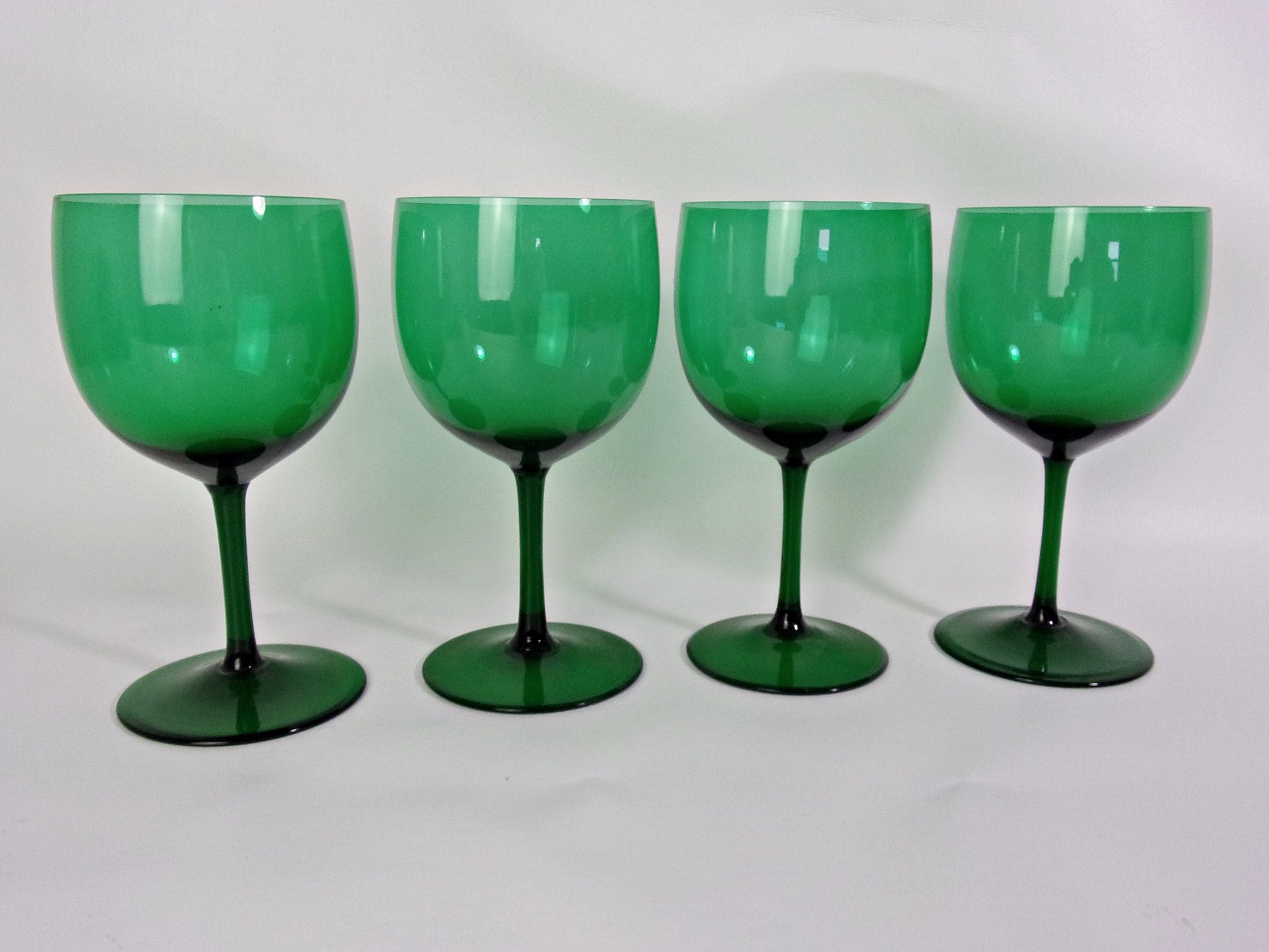 Vintage Wine Glasses Emerald Green CRYSTAL Stemware Set of 4 Etsy
