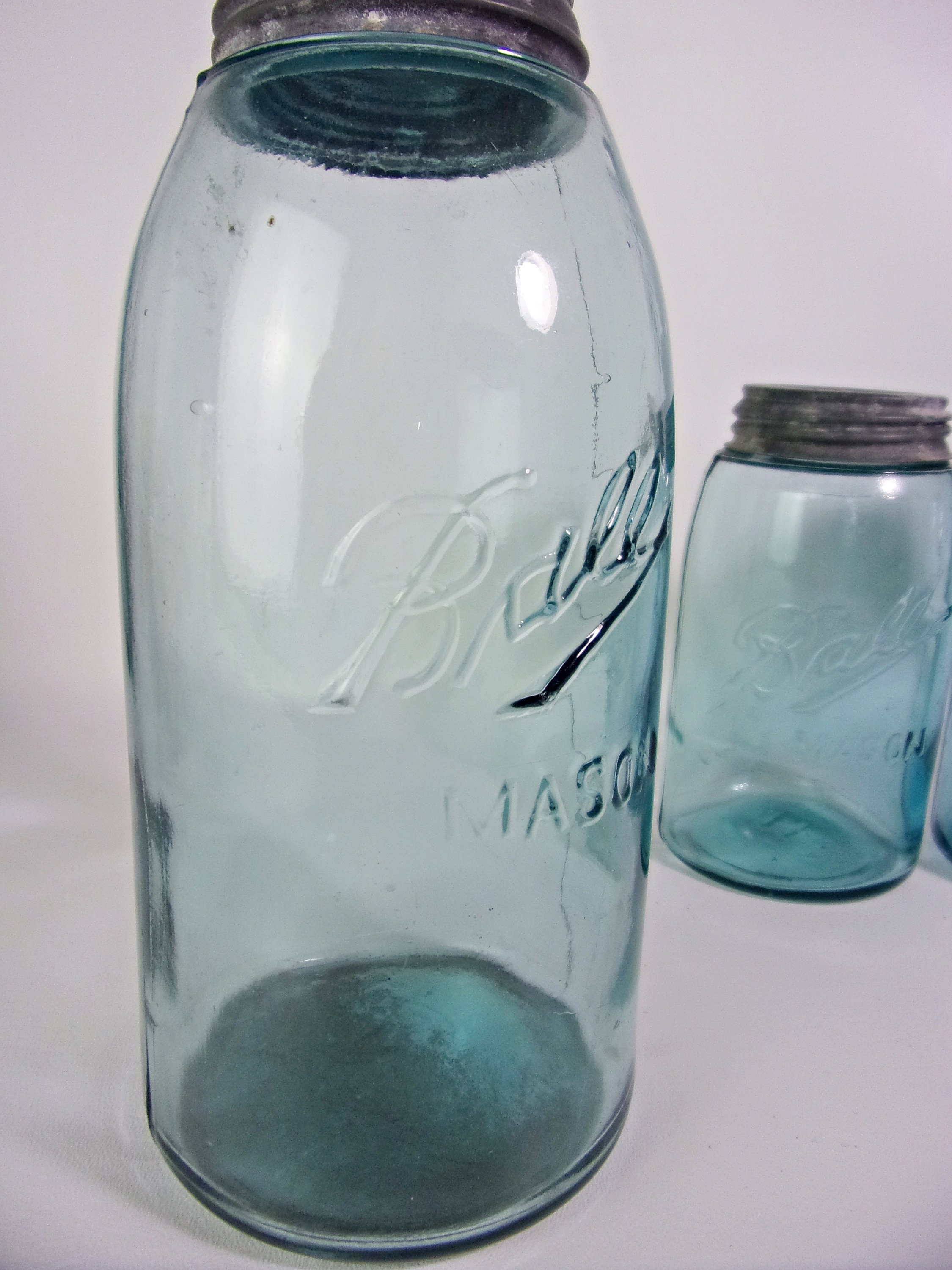 Antique BALL Canning Jar Blue Glass Ball Jar Farmhouse Glass Etsy