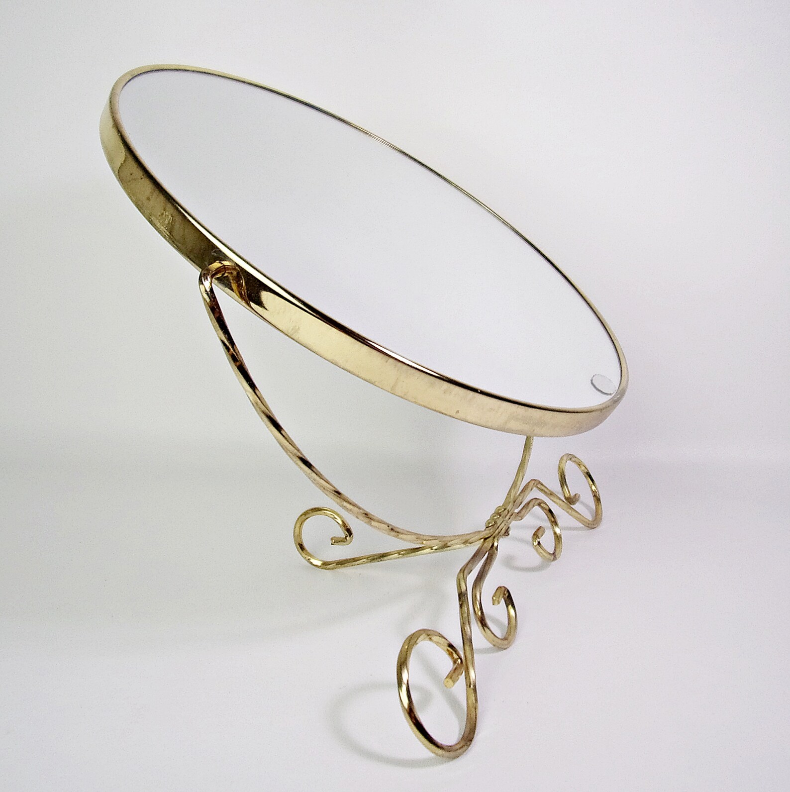 Vintage Vanity Mirror BRASS Scrolling Twist FRENCH Tabletop Etsy