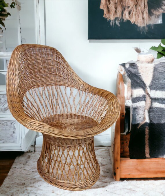 Mid Century Wicker POD Chair Mod BOHO Vintage 1970s Etsy