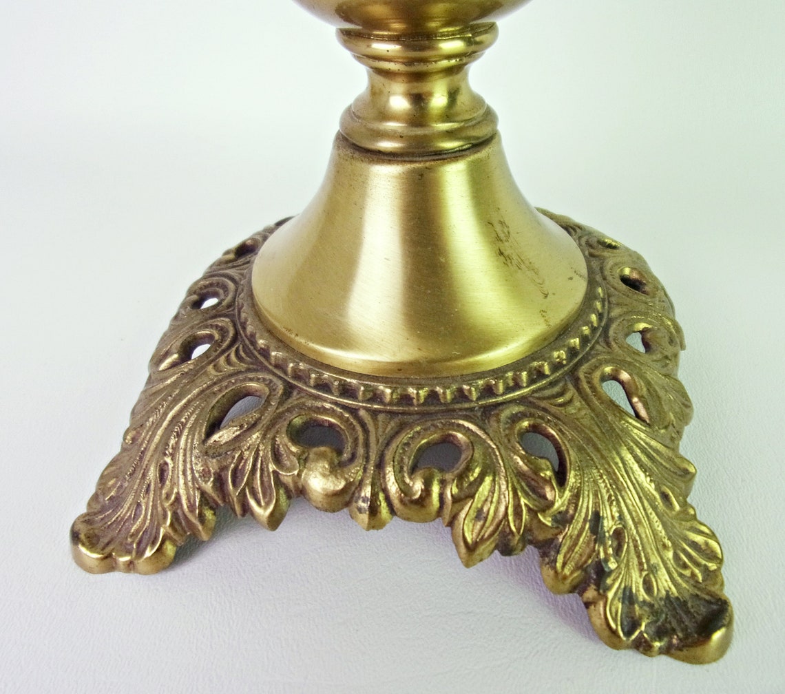 Vintage Opaline Glass Oil Lamp Hurricane Lamp Brass Table Lamp Etsy