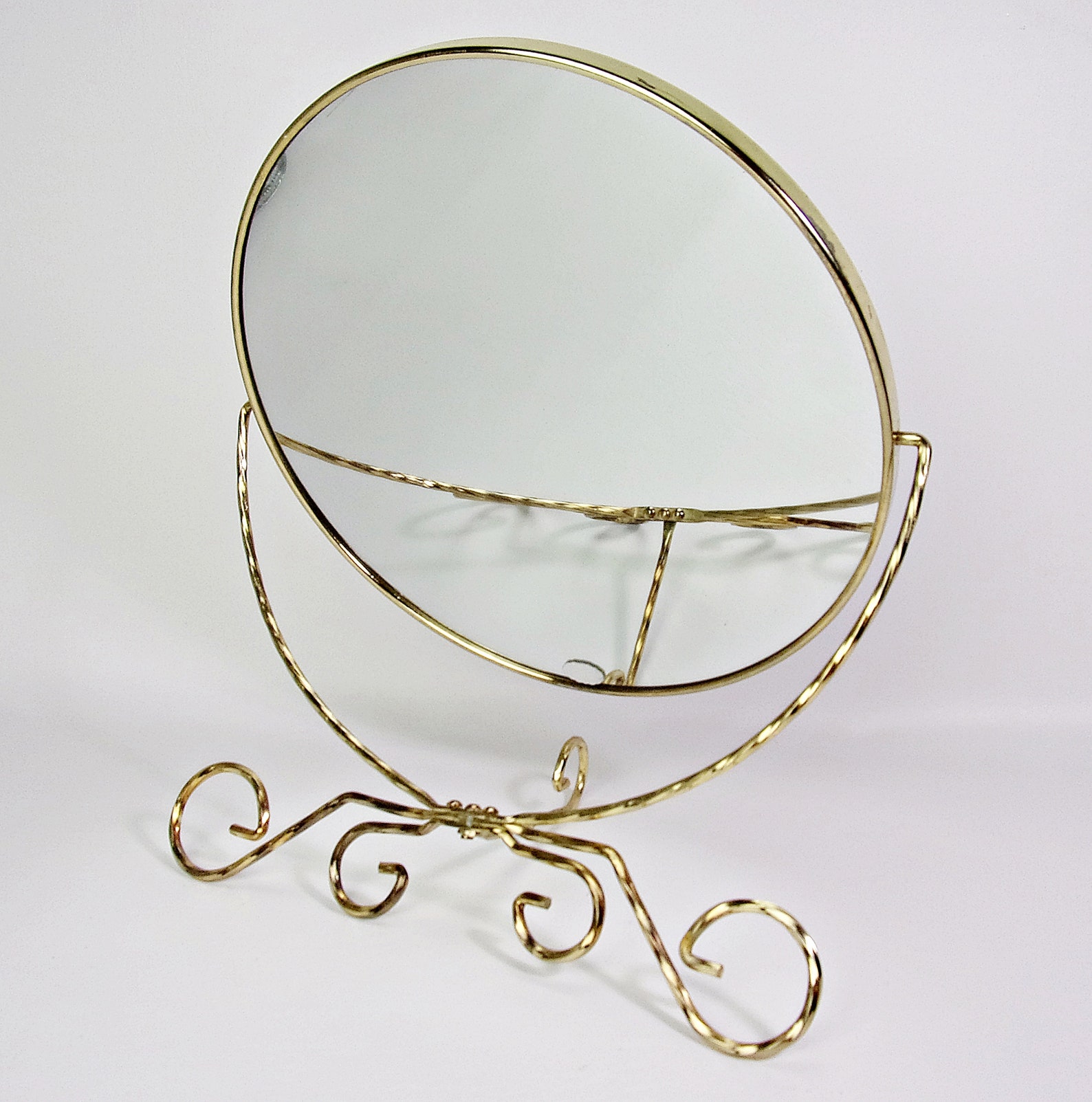Vintage Vanity Mirror BRASS Scrolling Twist FRENCH Tabletop Etsy