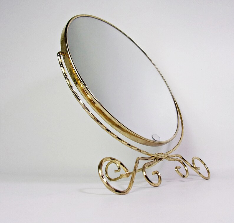 Vintage Vanity Mirror BRASS Scrolling Twist FRENCH Tabletop Etsy
