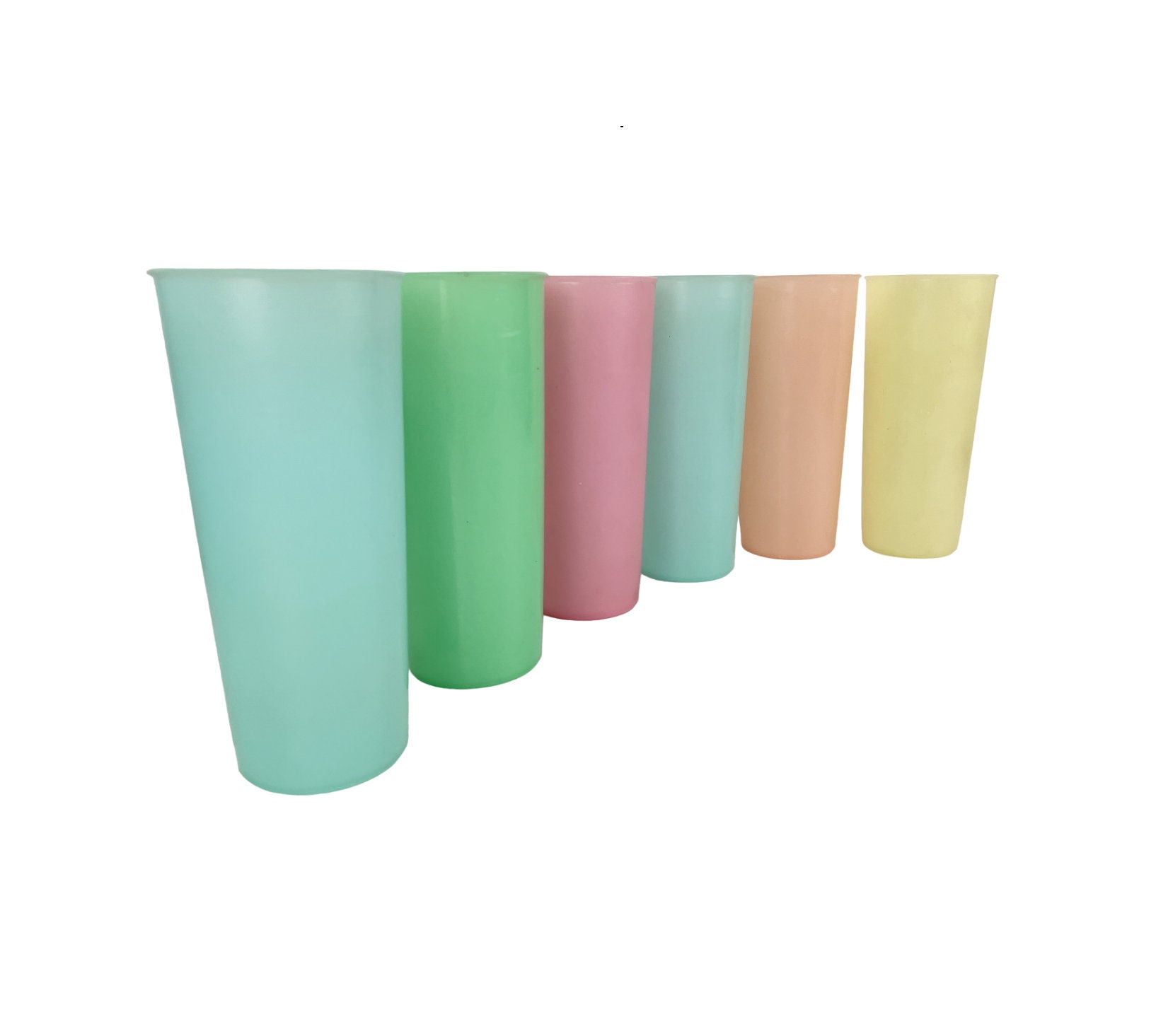 Vintage Tupperware Glasses Tumblers Pastel Colors Summer Ice Tea Lemonade  Picnic Patio 