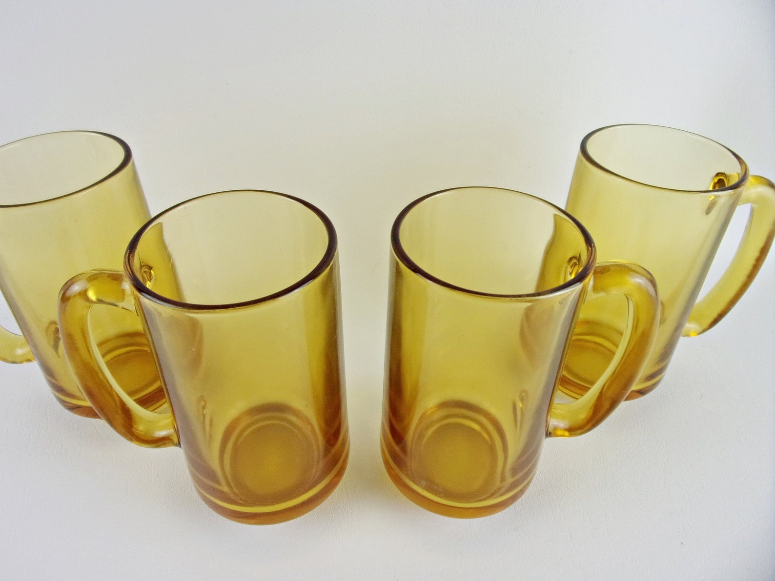 Vintage Amber Glass Beer Mugs 1970s Mid Century Boho Etsy