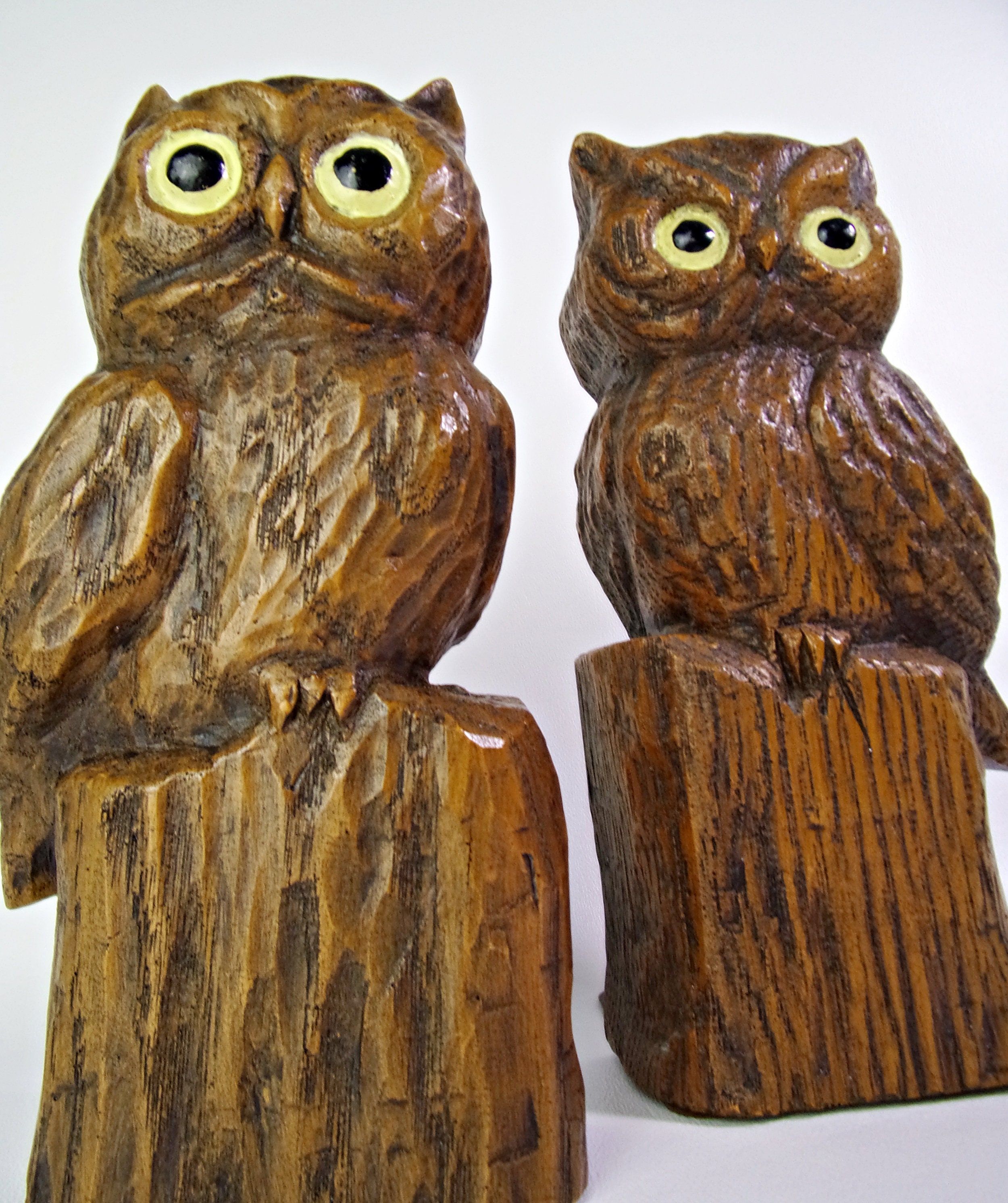 Vintage Owl Bookends Wood Owl Bookends Owl Shelf Decor Etsy
