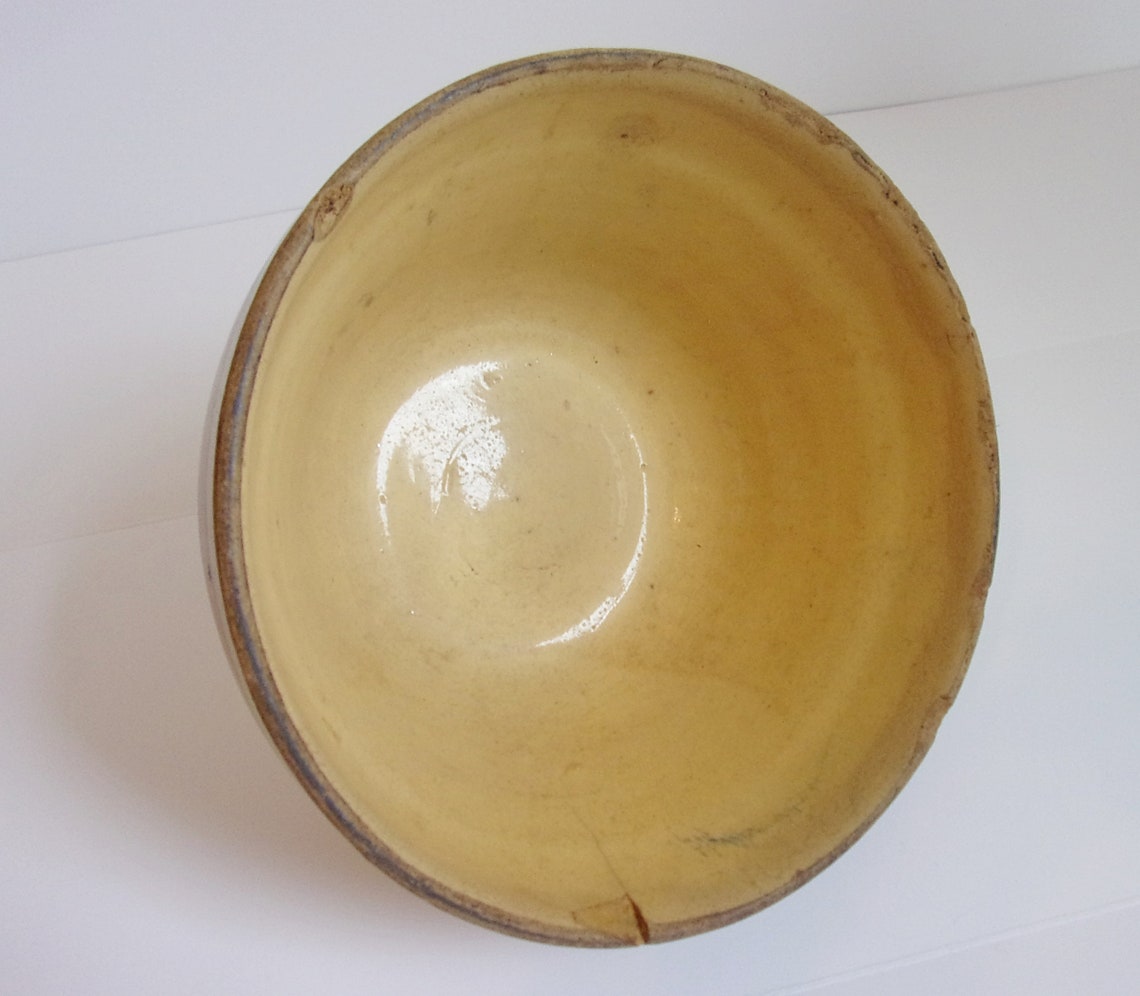 Antique Yellow Ware Bowl Mixing Pottery Striped Yellowware Etsy
