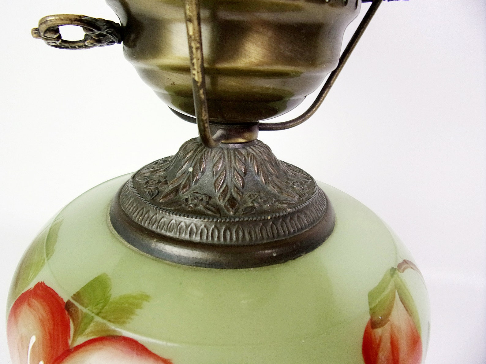 Vintage Oil Lamp Table Lamp Electric Milk Glass Shade Hand Etsy