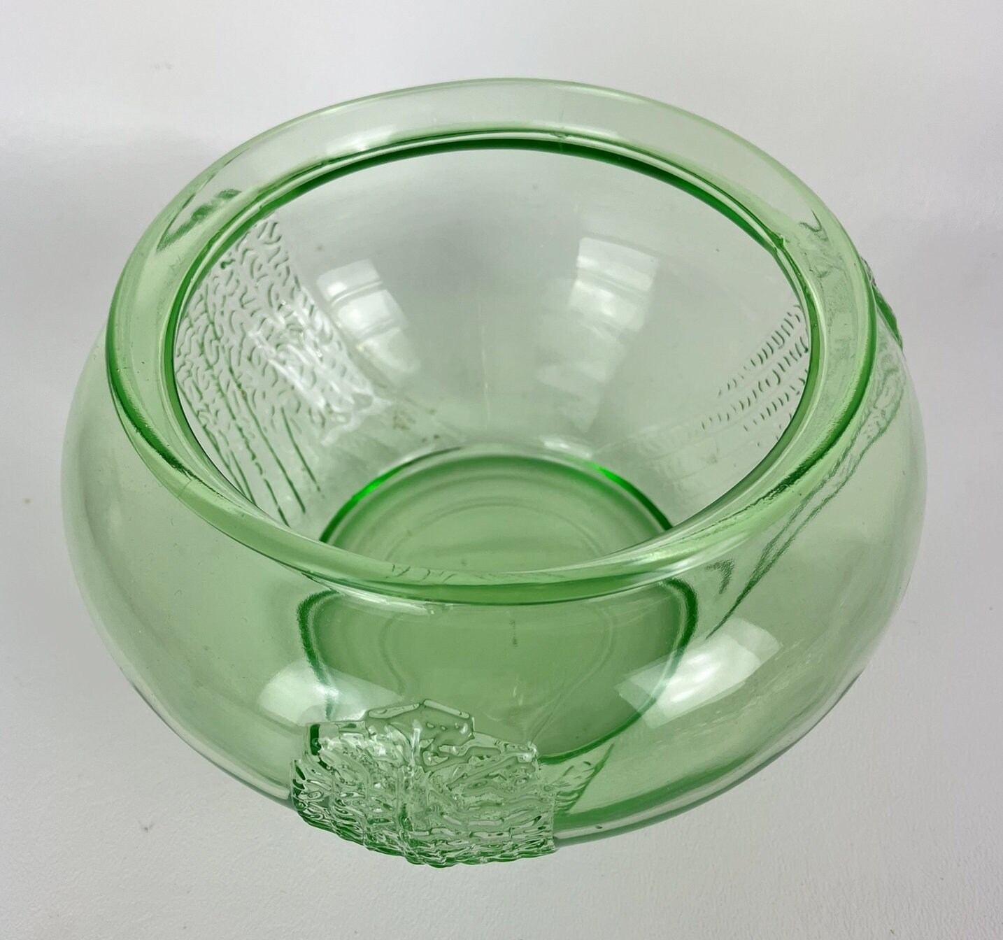 Vintage Green Depression Glass VASE Rose Bowl 1930s Art Deco Etsy