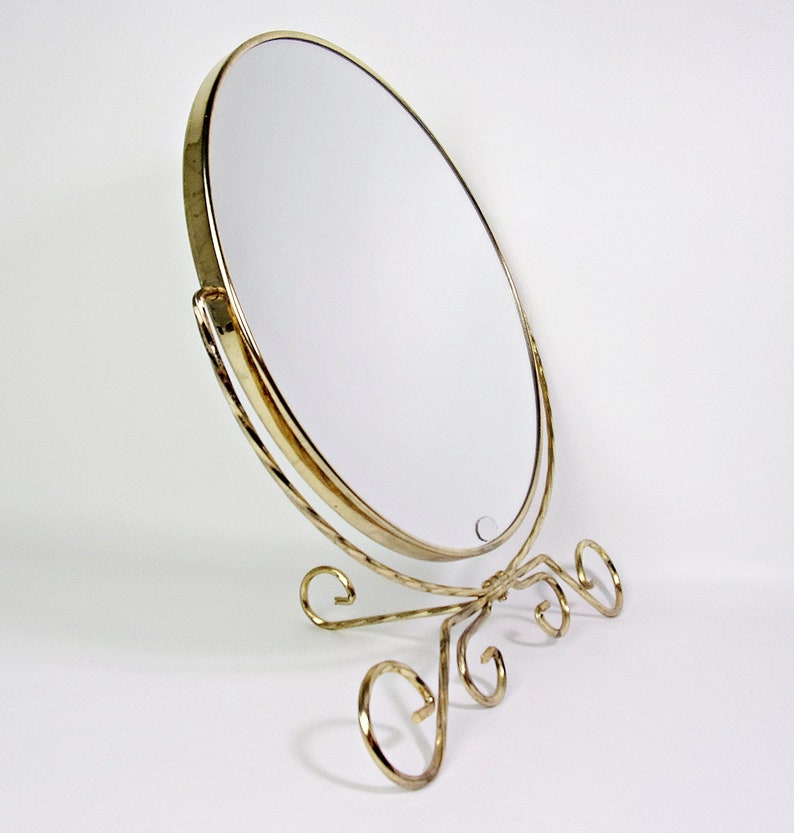 Vintage Vanity Mirror BRASS Scrolling Twist FRENCH Tabletop Etsy