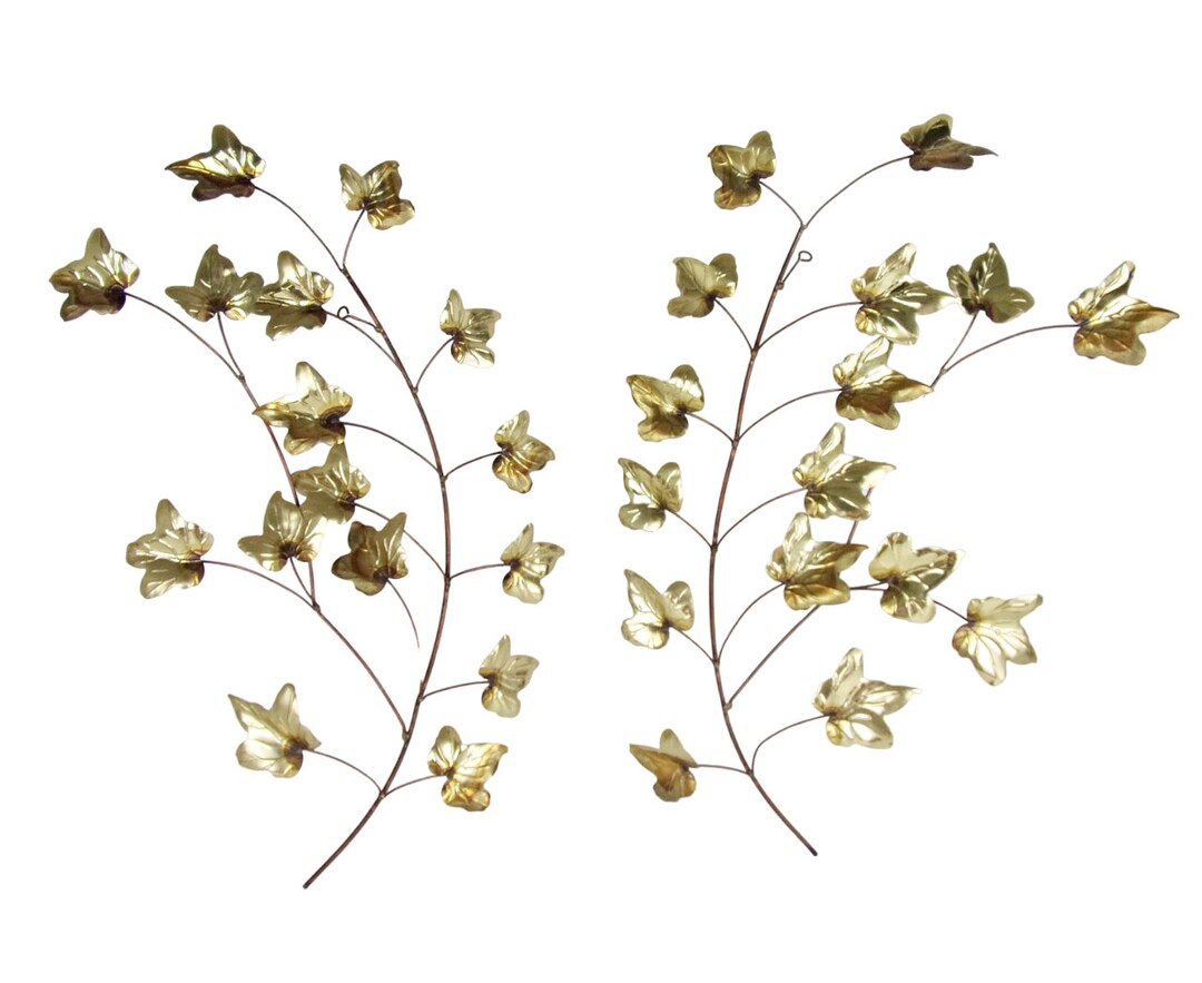 Vintage Metal Leaf Branch Wall Decor Wall Art JERE Style Brass and
