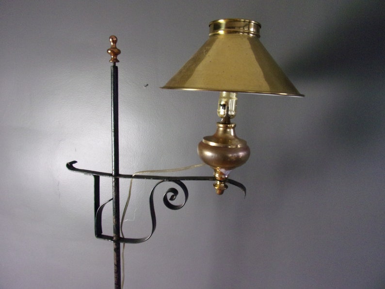 Vintage IRON Floor Bridge Lamp Colonial Iron Floor Lamp Etsy