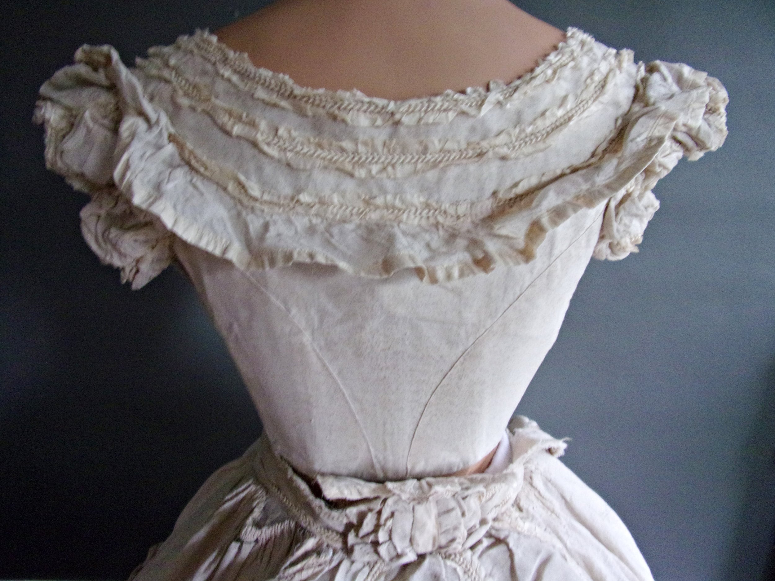 Antique Crinoline Gown Dress 1860s Cotton Three Piece Civil | Etsy
