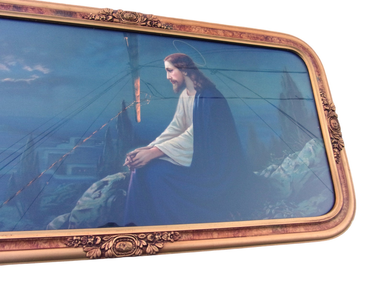 Antique Religious Wall Art Jesus Victorian Print Framed Early Etsy