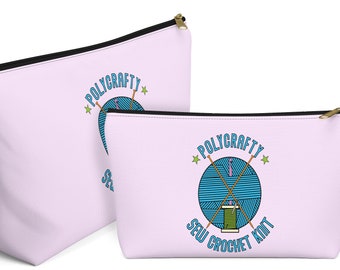 Polycrafty - Sew, Crochet, Knit Accessory Pouch w T-bottom - Gift for crafters - Project and Tool Bag for Knitters, Crocheters and Sewers