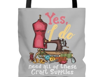 Crafting Tote Bag - Gift for Crafter - Double Sided Shopping or Project Bag