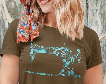 Sewing Machine Unisex Jersey Short Sleeve Tee Shirt - Gift for Sewer, Sewist, Sewciopath, Tailor
