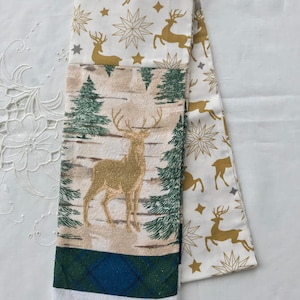 Kitchen Towel Scarf - Pine trees & deer