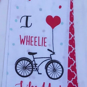 Kitchen Towel Scarf - bicycle on red