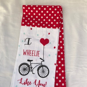 Kitchen Towel Scarf - Bicycle on Large Dots