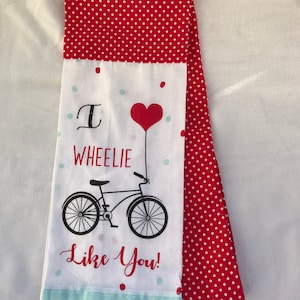 Kitchen Towel Scarf - Bicycle on Medium Dots