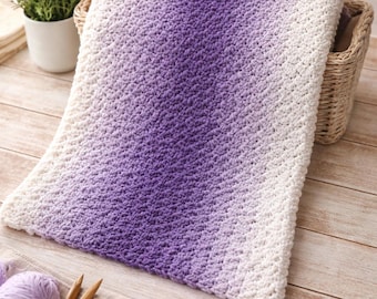 Manta gruesa morada y blanca