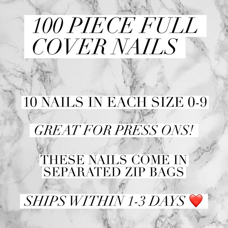 Full Cover 100 Piece Blank Press on Nails STILETTO Etsy