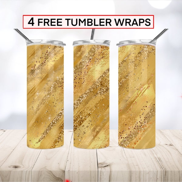 20 Oz skinny Tumbler Sublimation png, Gold Glitter Tumbler design, Straight/tapered Tumbler wrap, COMMERCIAL USE