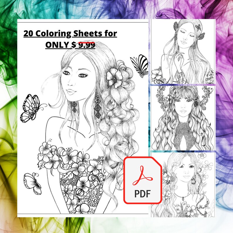 Finesse Line Art Coloring Page Fairy Coloring Page Etsy etsy