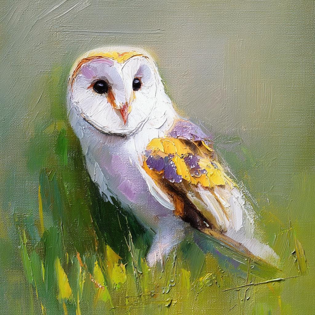 Barn Owl oil painting, Home decor, Wall Art, Original painting, Personalized Gift