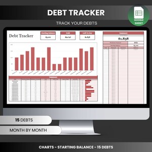 Ultimate Debt Tracker (Google Sheets): realice un seguimiento del progreso y pague sus deudas más rápido.