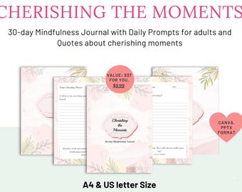 30 Day Mindfulness & Self-Care Journal - Printable PDF (A4 and US Letter Sizes)