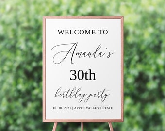 Birthday Party Welcome Sign Printable Editable Template, Digital Download, Party Sign, Minimalist Birthday, Birthday Welcome, Editable Sign