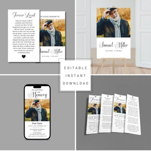 Celebration of Life Funeral Program Template Digital Download Custom Bookmark, Memorial Prayer Card, In loving Memory, Obituary, Poster Sign