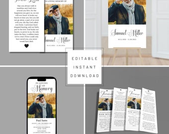 Paquete de programa funerario: Plantillas de celebración de la vida (Descarga digital)