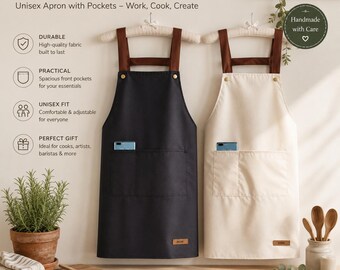 Waterproof Apron: Cooking, Gardening, Hairstyling, Barista, Kitchen, Server, Waitress, Artist, With Pockets