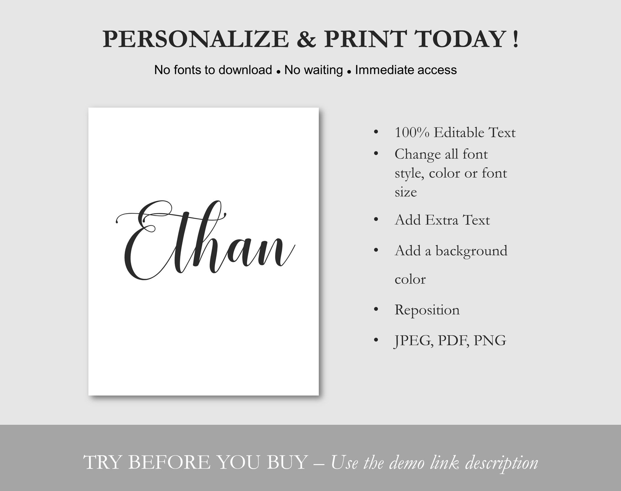 Baby Name Sign Template Custom Name Sign Instant Download - Etsy España