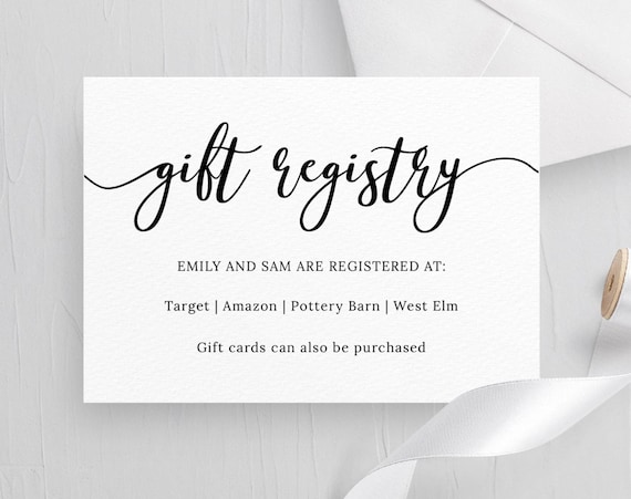 Gift Registry Card Template Wedding Enclosure Card Template Printable  Invitation Enclosure Registry Card Inserts Gift Registry Card vmt110  (Download Now) 