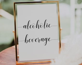 Bord alcoholische drank trouwbalk: elegante kalligrafie (digitale download)
